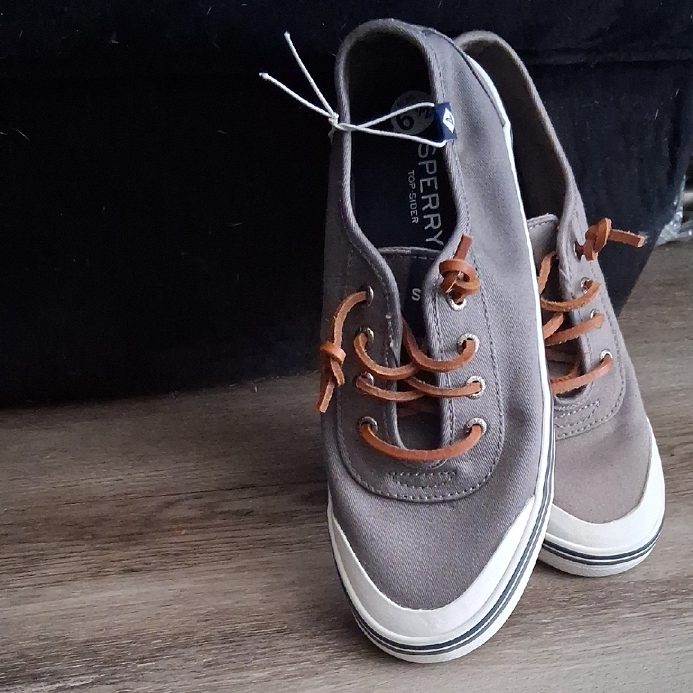 Sperry Charcoal Sneakers with Tan Laces